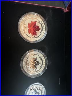 2015 Canadian Silver Maple Leaf Fractional Coin Set (translucent red enamel)