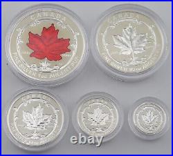 2015 Fine Silver Fractional Set The Maple Leaf 5 Coin Set