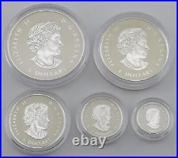 2015 Fine Silver Fractional Set The Maple Leaf 5 Coin Set