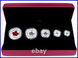 2015 Maple Leaf Fractional Silver Set 5 Incused Reverse Proofs $1, $2, $3, $4, $5