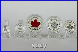 2015 Maple Leaf Fractional Silver Set 5 Incused Reverse Proofs $1, $2, $3, $4, $5