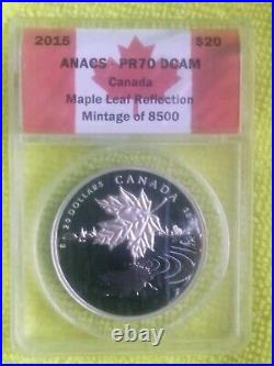 2015 Maple Leaf Reflection 1oz 999 Silver coin $ 20 Canada Graded PR70 DCAM