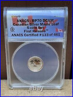 2016 $1- $5 Canadian Maple Leaf Silver Coin 5 Pc Set & Display Case