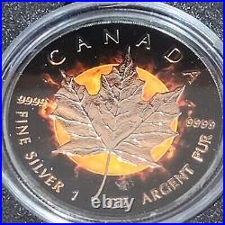 2016 1 oz Canadian Maple Leaf Silver Coin Ruthenium Finish and Rose Gold