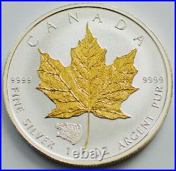 2016 1oz. 9999 Canada Maple Leaf Gold Gilded Grizzly Bear Privy Edition Silver