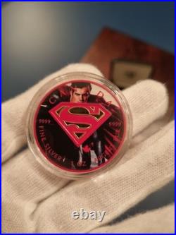 2016 1oz Silver Canadian Maple. Superman Logo. Red Edition. COA in Box