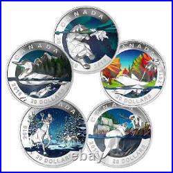 2016 $20 Geometry in Art The Beaver, Loon, Caribou, Maple Leaf and Polar Bear