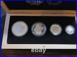2016 4 Coin. 9999 Silver Maple Leaf Fractional Set Wolf Coa & Ogp