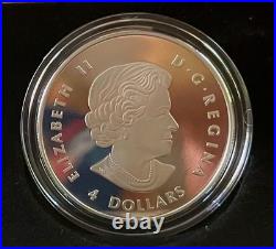 2016 4 Coin. 9999 Silver Maple Leaf Fractional Set Wolf Coa & Ogp