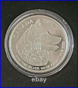 2016 4 Coin. 9999 Silver Maple Leaf Fractional Set Wolf Coa & Ogp