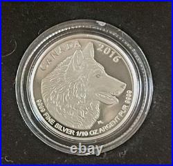 2016 4 Coin. 9999 Silver Maple Leaf Fractional Set Wolf Coa & Ogp