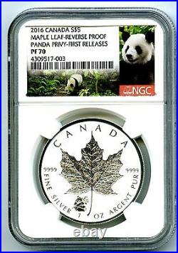 2016 $5 Canada 1 Oz Silver Maple Leaf Ngc Pf70 Panda Privy Reverse Proof Rare