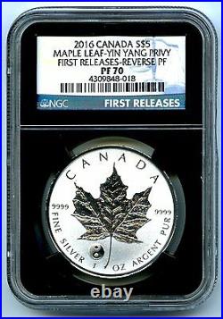 2016 $5 Canada 1oz Silver Maple Leaf Ngc Pf70 Yin Yang Privy Reverse Proof Pop20