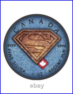 2016 $5 Superman Jeans Shield 1oz Pure Silver Maple Leaf Coin