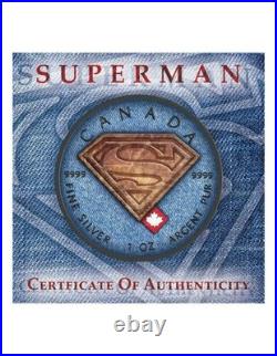 2016 $5 Superman Jeans Shield 1oz Pure Silver Maple Leaf Coin