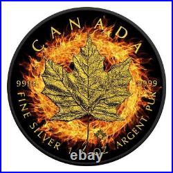 2016 Canada 1 oz burning Maple Leaf Ruthenium & Gold Silver Coin