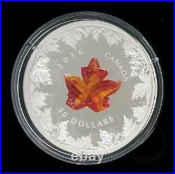 2016 Canada $50 5 oz. Silver Coin with Murano Venetian Glass Maple Leaf SOLD OUT