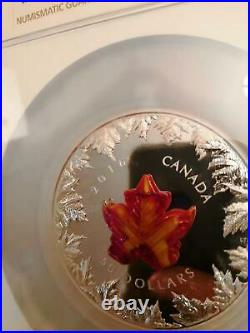 2016 Canada Autumn Radiance Murano Glass Maple Leaf 5 oz Silver Coin PF70 1900