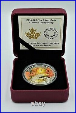 2016 Canada Autumn Tranquillity -1 Oz Silver Proof Colored Coin