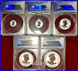 2016 Canada Fractional Silver Maple Leaf Partial Gilt 5-coin Set Anacs Rp70 Dcam