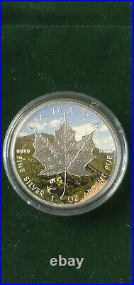 2016 Canadian Maple Leaf Panda Privy 1oz 9999 Silver Colorized Coin