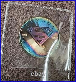 2016 DC Superman Canadian $5 Silver Maple Leaf 1 oz. 9999 Silver Round Toned