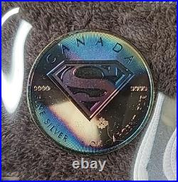 2016 DC Superman Canadian $5 Silver Maple Leaf 1 oz. 9999 Silver Round Toned