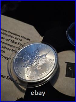 2016 Keystone KPM Privy Maple Leaf 1 oz Silver #091/200 with Box & Card
