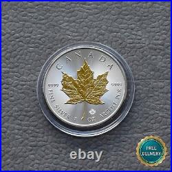 2016 Maple Leaf Canada Canada 1 oz 9999 Silver Silver Gilded 24kt Gold ONLY 5000