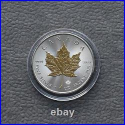 2016 Maple Leaf Canada Canada 1 oz 9999 Silver Silver Gilded 24kt Gold ONLY 5000