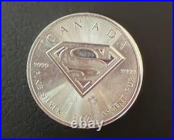 2016 Silver Canadian Superman S-Shield 1 oz Coin. 9999 Pure Silver BU
