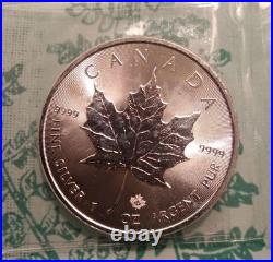 2017 1oz Silver Canadian Maple Leaf Bullion Coin in sleeve