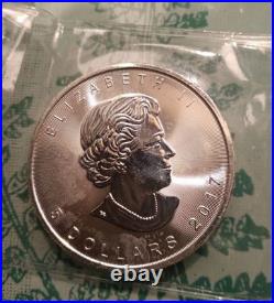 2017 1oz Silver Canadian Maple Leaf Bullion Coin in sleeve