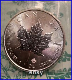 2017 1oz Silver Canadian Maple Leaf Bullion Coin in sleeve