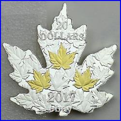 2017 $20 Gilded Silver Maple Leaf Shaped 1 oz. Pure Silver Gold-Plated Coin