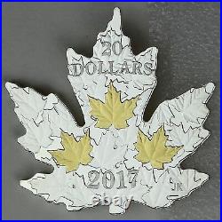 2017 $20 Gilded Silver Maple Leaf Shaped 1 oz. Pure Silver Gold-Plated Coin