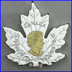 2017 $20 Gilded Silver Maple Leaf Shaped 1 oz. Pure Silver Gold-Plated Coin