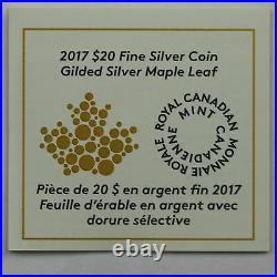 2017 $20 Gilded Silver Maple Leaf Shaped 1 oz. Pure Silver Gold-Plated Coin