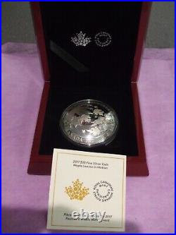 2017 $50 Fine Silver Coin Maple Leaves In Motion Royal Canadian Mint Boxed w COA