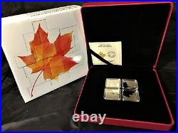 2017 CANADA 4 x $3 SQUARE MAPLE LEAF QUARTET PROOF SILVER. 9999 +BOX/CASE/COA