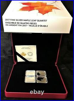 2017 CANADA 4 x $3 SQUARE MAPLE LEAF QUARTET PROOF SILVER. 9999 +BOX/CASE/COA