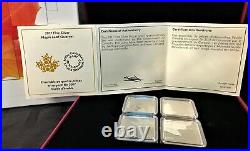 2017 CANADA 4 x $3 SQUARE MAPLE LEAF QUARTET PROOF SILVER. 9999 +BOX/CASE/COA