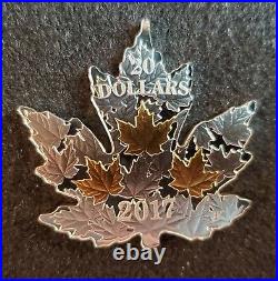 2017 Canada 1 OZ Fine Silver $20 Gilded Silver Maple Leaf W BOX & COA DC357