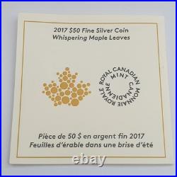 2017 Canada $50 Fine Silver Coin Whispering Maple Leaves Canadian Mint Box 9999 2017 Canada $50 Fine Silver Coin Whispering Maple Leaves Canadian Mint Box 9999