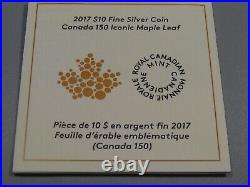 2017 RCM 2 oz. 9999 Fine Silver CANADA 150 Iconic Maple Leaf with Box & COA