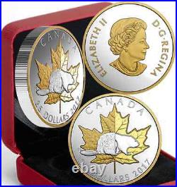 2017 Timeless Iconic Piedfort $25 1OZ Pure Silver Coin Canada Beaver Maple Leaf