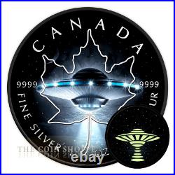 2017 UFO Glow in the Dark 1 oz pure silver Maple Leaf coin