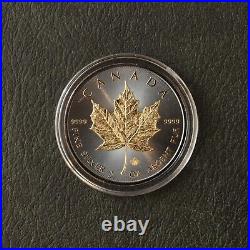 2018 1OZ Silver Canada Maple Leaf 24kt Gold gilded Black Empire ONLY 500pc #352