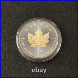 2018 1OZ Silver Canada Maple Leaf 24kt Gold gilded Black Empire ONLY 500pc #356
