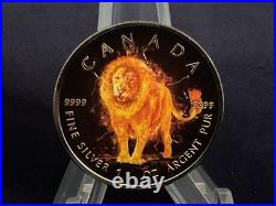 2018 1oz Silver Canadian Maple. BURNING ANIMALS LION. Box With COA 2018 1oz Silver Canadian Maple. BURNING ANIMALS LION. Box With COA